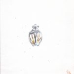 Gouaché de la création d'un pendentif Scarabée stylisé argent et or