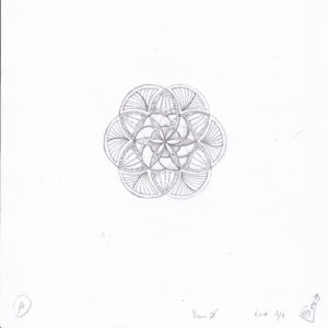 Fleur de Vie: Rosace au compas éch 1/1 avec tracés et détails de ciselure