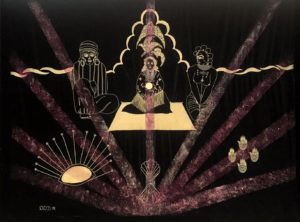 Adama 2019, tapisserie en velours brodé 300x400cm ©Dalila Dalléas Bouzar